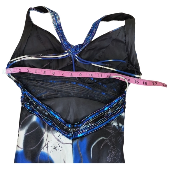 Cache Multicolor Floral print Beaded Strappy Gown women's size 0 - Picture 13 of 16